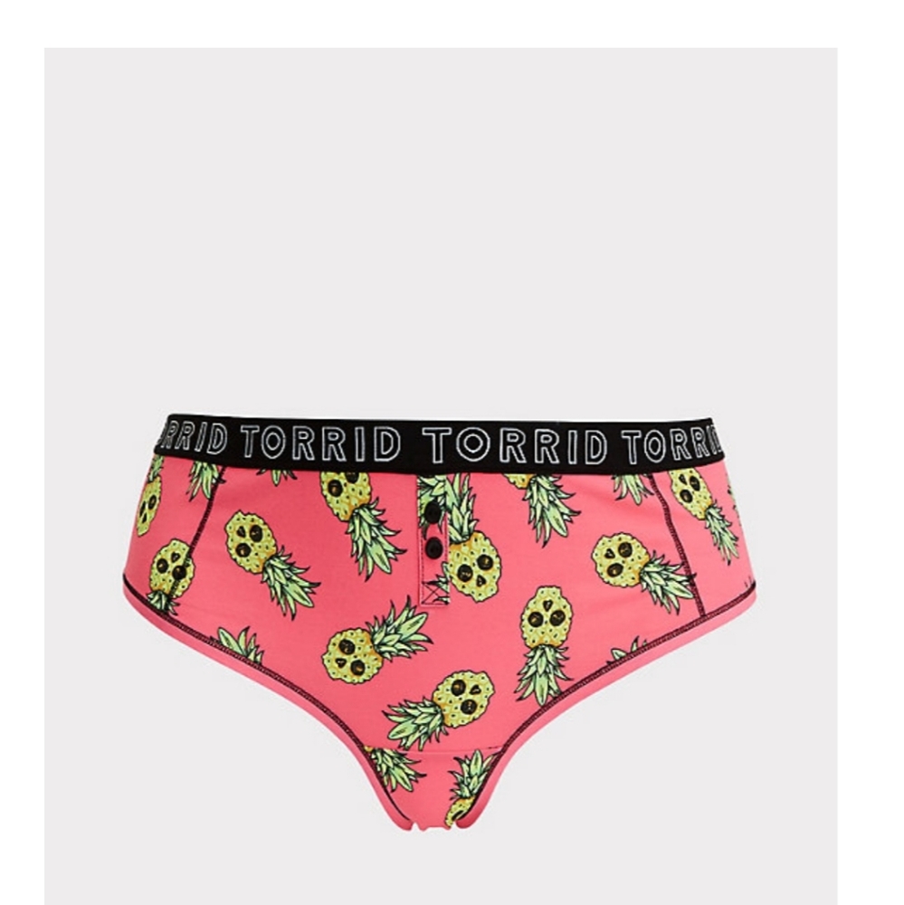 Neon pink pineapple skull hipster panty